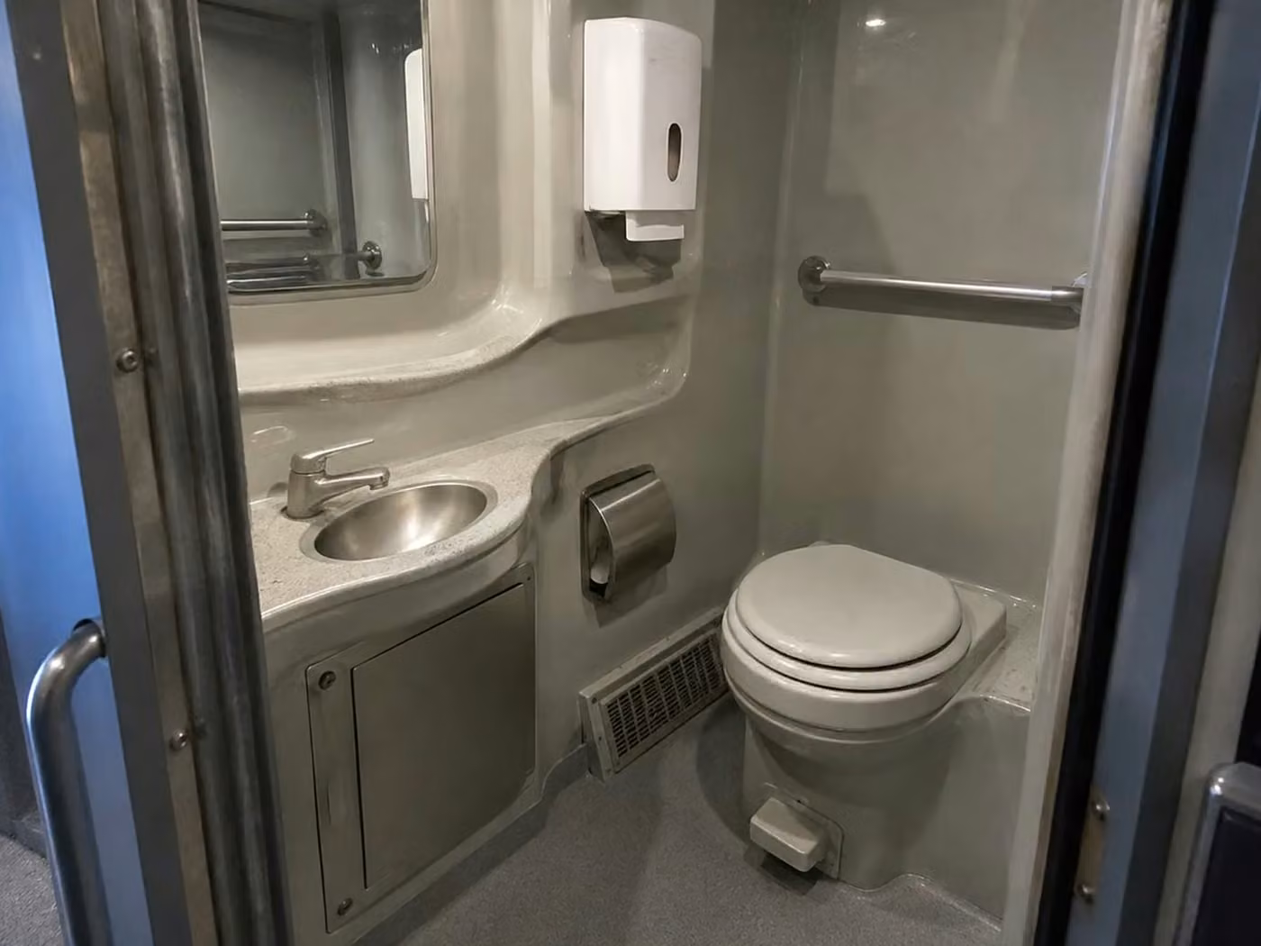 paragould 56 passenger charter bus onboard restroom